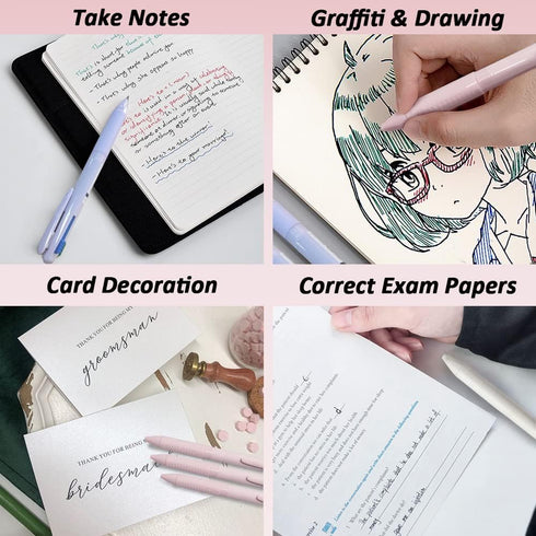 6PCS Multicolor Ballpoint Pen, 4-in-1 Smooth Retractable Ink Pens with Pen Clip, 0.5mm Fine Point Pen for Office School Supplies Students Classroo...