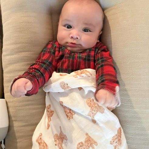 LifeTree Baby Swaddle Blankets Dog, 70% Viscose Bamboo and 30% Cotton Muslin Swaddle Blankets Boys Girls Swaddling Wrap Receiving Blanket Neutral ...