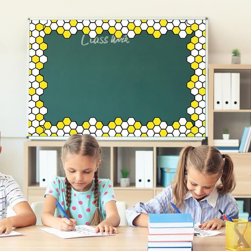 Whaline 69Ft Summer Bee Bulletin Board Borders Bee Honeycomb Dot Flower Self-Adhesive Bulletin Board Trim for Summer Bee Day Decoration Party Home...