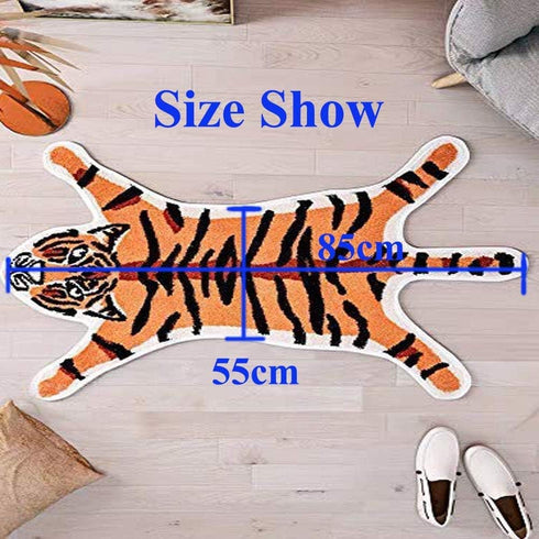 Tiger Print Rug,Cute Faux Tiger Rug Small Area Rugs for Home Decor Fluffy Animal Print Kids Carpet for Livingroom Bedroom,Orange 1.8x2.8 ft / 21.6...