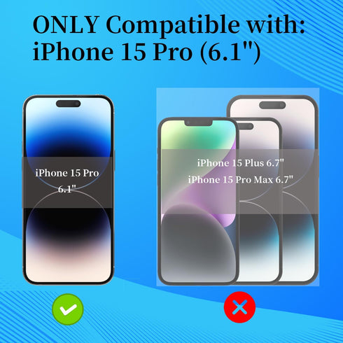 2 Pack Compatible with iPhone 15 Pro Privacy Screen Protector, Full Coverage Mirror Anti-Spy Anti Blue Electroplated Purple Gradient Colorful Temp...
