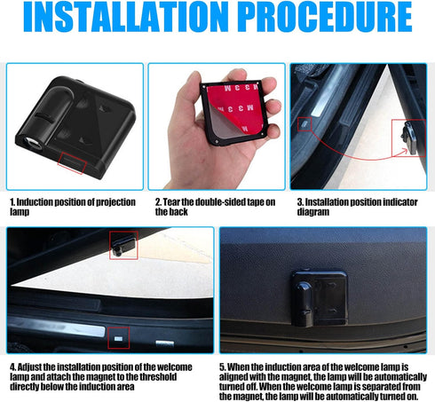 Pack-2 Car Door Lights, Red Skull LED Ambient Car Decorative Lights, HD Automatic Logo Projector Universal Lights for Most Cars SUVs (Black)...