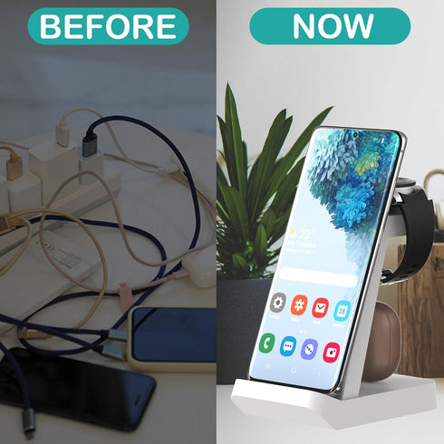 Charger Station for Samsung Galaxy 10w, 3 in 1 Fast Wireless Charging Stand for Galaxy Watch Buds S23/S22/S21/S21 Ultra/S21+/S20 fe/S20/Note 20/10...