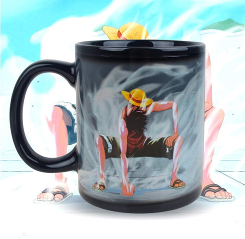 One Piece Luffy Changing Coffee Mug Heat-Sensitive Reactive Ceramic Cup Coffee Mug...