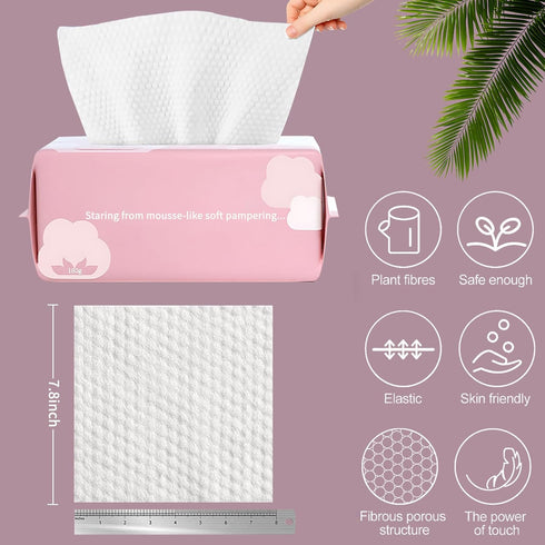 Disposable Face Towel Face Cloths for Washing Soft Cotton Dry Wipes Facial Cloths Towelettes for Washing and Drying, 200 Count Facial Tissue for C...