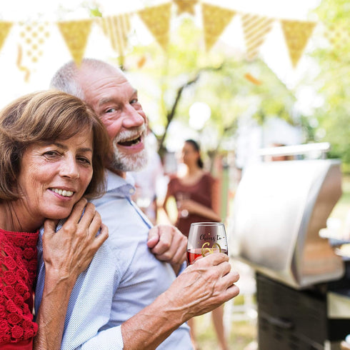 Birthday Stemless Wine Glass, Gold Birthday Wine Glass Present for Men Women Party Wedding Anniversary Party Decorations, 17 oz Stemless(Cheers to...