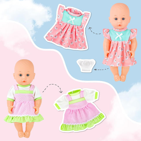 deAO Baby Doll Clothes for 12 Inch Dolls,6 Sets Doll Clothes and Accessories,6 hangers,Dress Up Fun,Doll Outfits Accessories Underwear for Doll Gi...