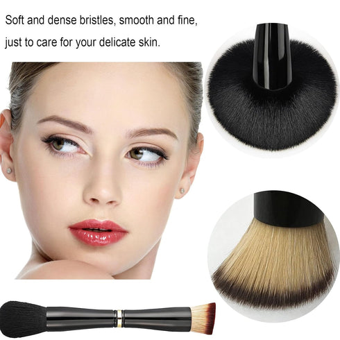 Two 4 in 1 Makeup Brush with Case,Double Ended Travel Makeup Brush Set Professional,Includes Foundation,Blush,Eyeshadow,Concealer Brushes,Powder,P...