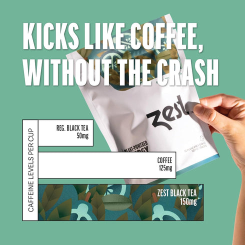 Zest 150mg High Caffeine Energy Leaf Blend - Earl Grey Black Tea - 20 Pack Bag - Hot or Iced - All Natural Strong Flavored Healthy Coffee Alternat...