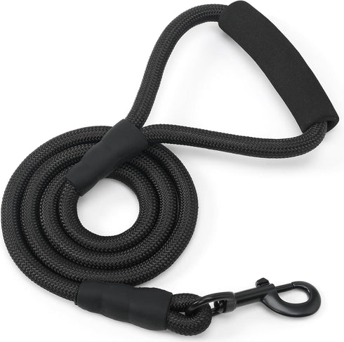 Mile High Life Dog Leash with Comfortable Padded Handle | Black Nylon Rope Dog Leash | Heavy Duty 6 Feet Dog Leashes (Black)...