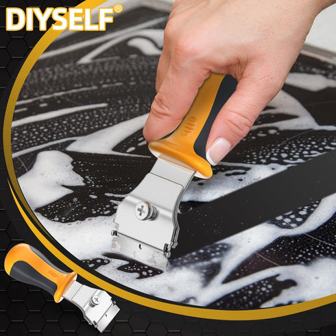 DIYSELF 12PCS Razor Blade Scraper, Glass Scraper, Oven Scraper for Cleaning, Razor Scraper for Floors, Glass Stove Top Scraper, Window Scraper, In...