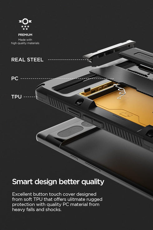 VRS DESIGN Damda Glide Hybrid Phone Case for Pixel 7 Pro, Functional Sturdy Case Compatible for Pixel 7 Pro Case (2022) Black...