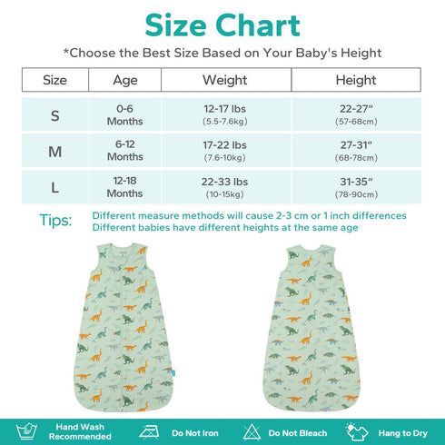 Rayon Made from Bamboo Sleep Sack, 0.5 TOG Wearable Blanket Baby, Sleep Sack 12-18 Months for Spring and Summer, Dinosaur...