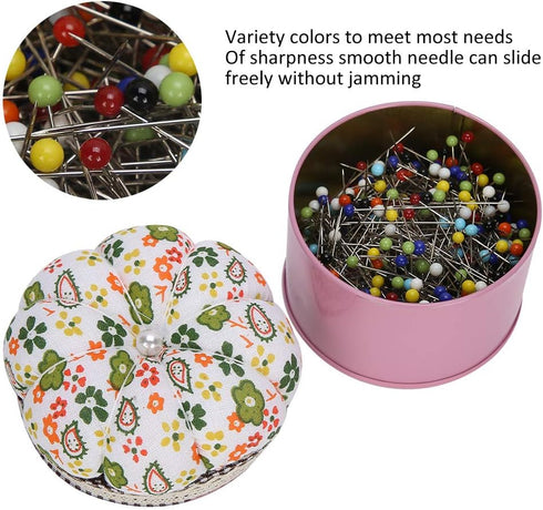 500Pcs Glass Pin, Sewing Pins Ball Glass Head Pins Needle Tinplate Box Cloth Pin Cushion Quilting Decorating Tool Sewing CraftsStraight Pins...