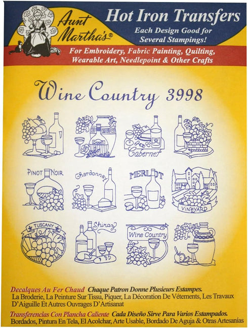 Aunt Martha's Iron On Transfer Patterns for Stitching, Embroidery or Fabric Painting, Patterns for Tea Towels/Kitchen Decor, Set of 5...