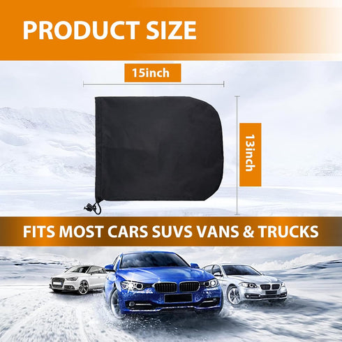 2 PCS Car Side Mirror Snow Cover, 12.9" x 10.6" 210D Silver-Coated Oxford Cloth Waterproof Dustproof Side Mirror Cover, All-Season Protection Mirr...