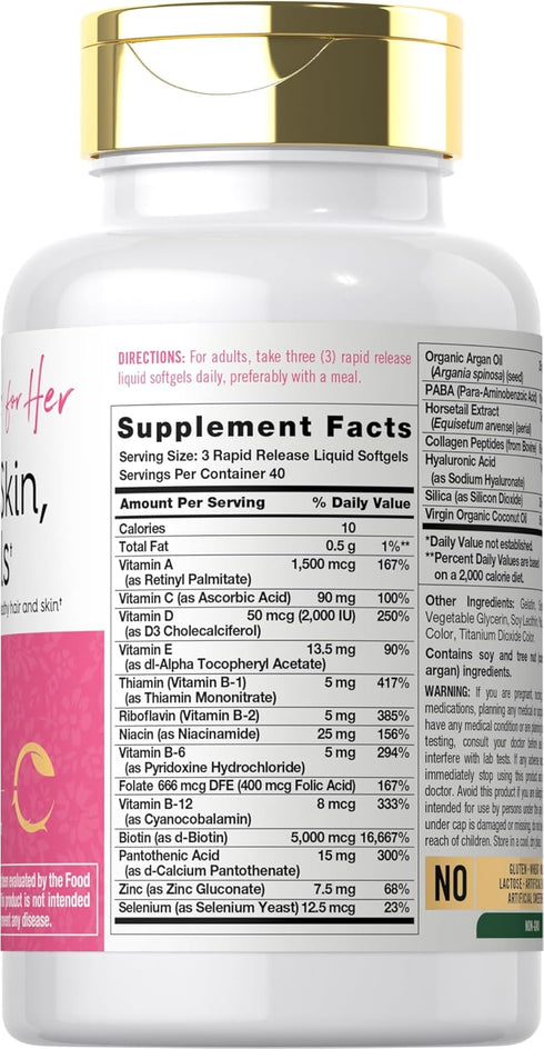 Carlyle Hair Skin and Nails Vitamin | 120 Softgels | Beauty Formula Supplement | with Biotin and Collagen | Non-GMO, Gluten Free...