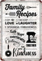 Family Recipes Love Laughter Forgiveness Faith Hope Patience Kindness White Background Metal Sign Home Kitchen Farmhouse Dinig Room Retro Art Wall...