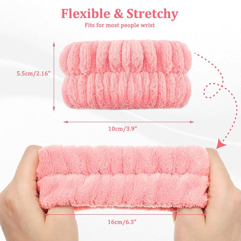 4 Pcs Face Washing Wristbands, Soft & Absorbent Microfiber Wrist Scrunchies for Washing Face, Face Wash Wrist Band for Women Girl, Spa Wrist Wash ...
