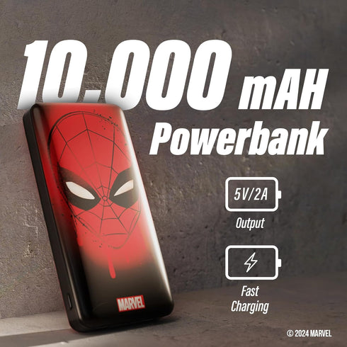 Marvel Spiderman 10,000 MAH Power Bank- Portable Phone Charger Battery Pack w/USB Charging Ports- Spider-Man Gifts for Men, Boys, Girls and all Fa...