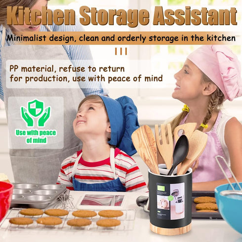 Kitchen Utensil Holder Tableware Storage Bucket, Spoon Chopsticks Fork Drain Rack Utensil Crock for Counter, Household 3-Format Tableware Drainer ...
