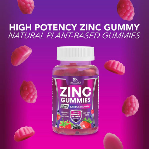 Zinc Gummies for Adults 50 mg - High Absorption Immune Health Support Gummy & Antioxidant Chewable Supplement, Zinc Vitamin for Men and Women, Veg...
