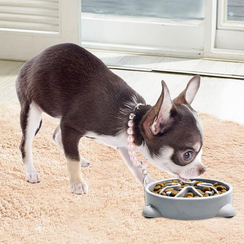 Slow Feeder Dog Bowls Non Slip Puppy Bowl Durable Dog Puzzle Feeder Bloat Stop Dog Food Bowls for Puppy and Small Dogs, BPA Free, 1 Cup, Grey...