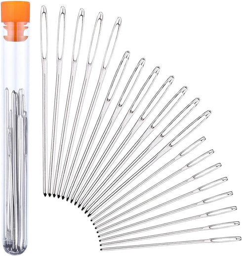 Generic 20 PCS Large-Eye Blunt Needles Safe Sewing Needles Stainless Steel Yarn Knitting Needles Weaving Leather Needle Not Hurt Hands Handmade Cr...