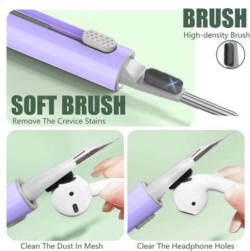?1 Pack? Cleaner Kit for AirPods Pro 1 2 3 Earbuds,Cleaning Kit Pen Shape with Soft Brush Flocking Sponge Tool for Bluetooth Earphones Headphones ...