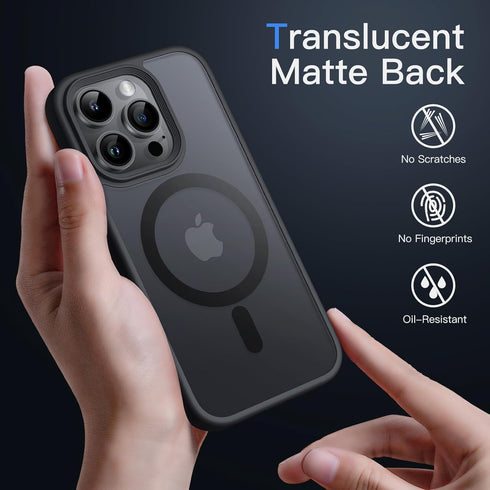 JETech Magnetic Case for iPhone 14 Pro Max 6.7-Inch Compatible with MagSafe, Translucent Matte Back Slim Shockproof Phone Cover (Black)...