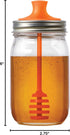 Jarware Honey Dipper Lid for Regular Mouth Mason Jars, Orange, 16-Ounce...