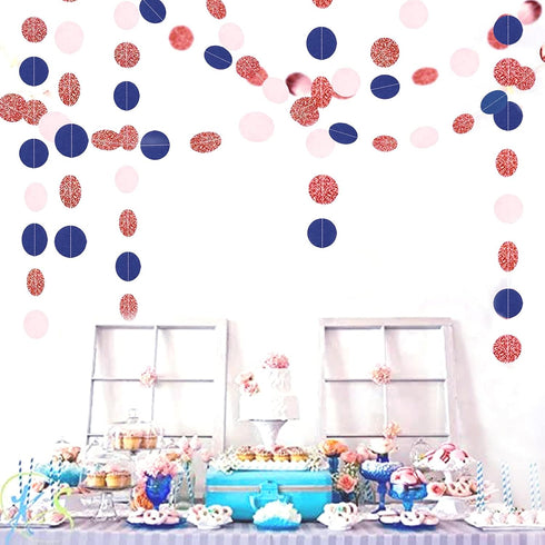 Navy-Blue Pink Rose-Gold Gender-Reveal Decorations - 52FT Party Streamers Garland Backdrop Banner Decor,Baby Bridal Shower Engagement Christmas We...