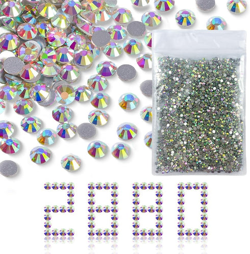 Flatback Glass Crystals Rhinestones for Nails AB Gems Stones Beads Nail Art Rhinestones for Decoration Accessories Crafts Eye Makeup Clothes Shoes...