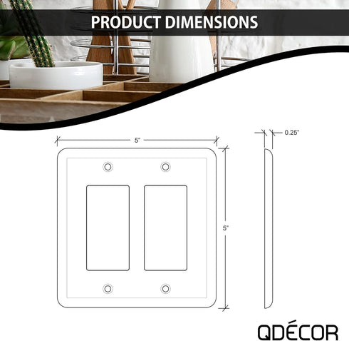 Questech Decor Double Rocker Light Switch Cover, 2-Gang Electrical Wall Plate, Double Switch Decorator Standard Size GFCI Receptacle Cover, Decora...
