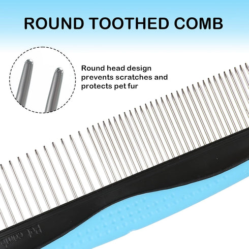 Dog Grooming Comb, Metal Dematting Pet Combs, Detangler For Matted Hair Removes Tangles Matts Premium Anti-Slip Comfort Grip Ergonomic Handle for ...