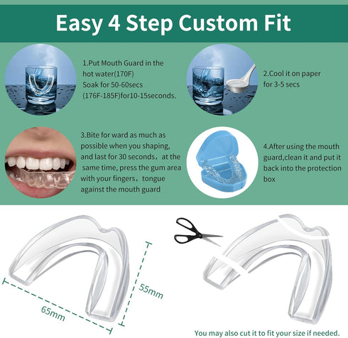 WATER SPO+Mouthguard for Sleeping,Mouth Guard,Night Guards Nighttime Protection Teeth,4 Pcs Mouth Guard for Sleeping at Night,Mouth Guards for Cle...