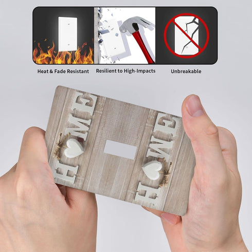 Home Wall Plate 1 Gang Single Toggle Decorative Light Switch Cover Modern Abstract Switch Plate Cover for Bedroom Kitchen Home Decor White Love...
