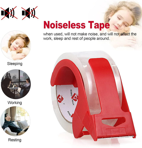 BOMEI PACK Heavy Duty Clear Packing Tape,2 Rolls with refillable Dispenser,Noiseless Packaging Tape 1.88 Inches x 55 Yards,Industrial Grade Boxes ...