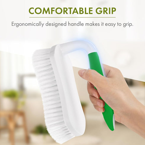 Amazer Scrub Brush for Cleaning Comfort Grip Shower Scrubber Flexible Stiff Bristles with Handle Heavy Duty Cleaner Brush for Tub Sink Carpet Floo...