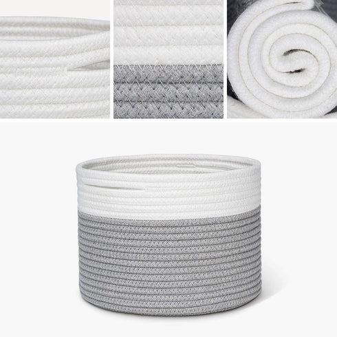 INDRESSME Small Storage Basket - Cute Cotton Rope Basket - Closet Storage Bins - Cute Basket for Remote - Storage Organizer for Toy Storage Bin- 9...