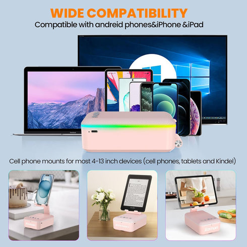 JTEMAN Gifts for Men Women,Cell Phone Stand with Bluetooth Speaker and LED Light,Cool Tech Gadgets,Unique Birthday Gifts for Men Husband Mom Dad-P...