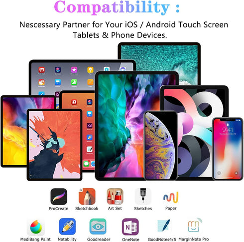 Stylus for iPad,Stylus for iPhone, Rechargeable Stylus Pen,1.4mm Fine Tip for Drawing and Writing, Compatible iPad Pro/iPhone and iPad/iPad Mini/i...