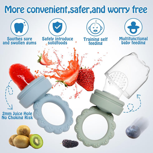 Silicone Baby Fruit Food Feeder & Breastmilk Popsicle Molds Set, Baby Food Freezer Tray for Cooling Teething Relief, Baby Food Feeder for Safe Inf...