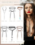 Sureio 6 Pcs Women Black Leather Velvet Long Choker Gothic Boho Brown Wrap Velvet Choker Long Chain Tassels Modern Choker with Velvet Bag for Girl...