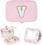 FUNARTY Travel Jewelry Box Organizer, Pink Jewelry Case Initial Jewelry Boxes Jewelry Organizer Travel Essentials Birthday Gifts for Women Teen Gi...