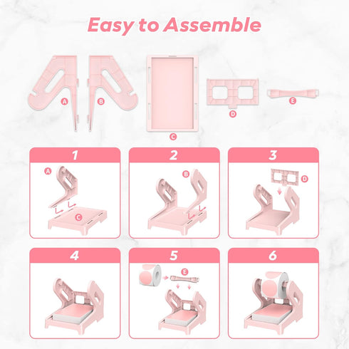 Label Holder Thermal Label Holder for Rolls and Fanfold Labels Shipping Label Stand Desktop Printer DIY Accessory Supplies for Home, Office (Pink)...