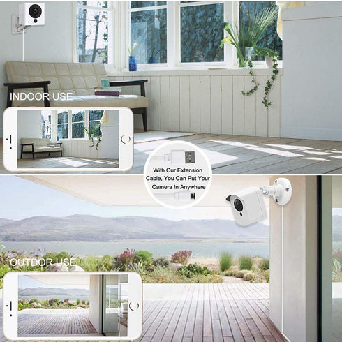 Smays 4-Pack 25 ft Extension Cable for WYZE Cam v4, WYZE Cam v3 and v3 Pro Camera, Long Flat Micro USB Cord...