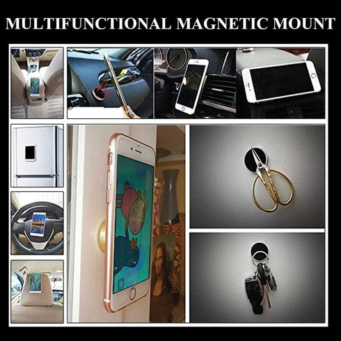 Magnetic Phone Mounts 3 Pack with 3M Adhesive. Black Flat Cell Phone Holder for Car Dashboard, Truck, Wall, Mirror, Table. Universal Low Profile S...
