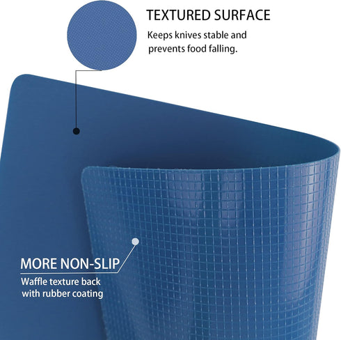 ZVP Flexible Plastic Cutting Board Set of 3 Gradient Color, Colorful Chopping Boards, BPA Free Mats, Non Slip, Dishwasher Safe, 15×12 Inch, Blue M...