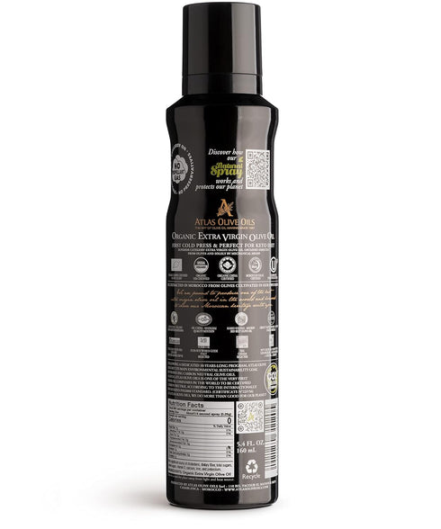 Organic Extra Virgin Olive Oil Spray, Polyphenol Rich Moroccan Oil, Cooking Spray Non Stick, Cold Pressed EVOO Oil, Hydroxytyrosol Keto Olive Oil,...
